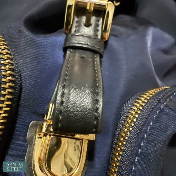 Michael Kors Mott Large Nylon Diaper Backpack Navy Black Gold Luxe Mom Bag